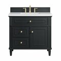 James Martin Vanities 36'' Single Vanity, Black Onyx w/ 3 CM White Zeus Quartz Top 424-V36-BKO-3WZ